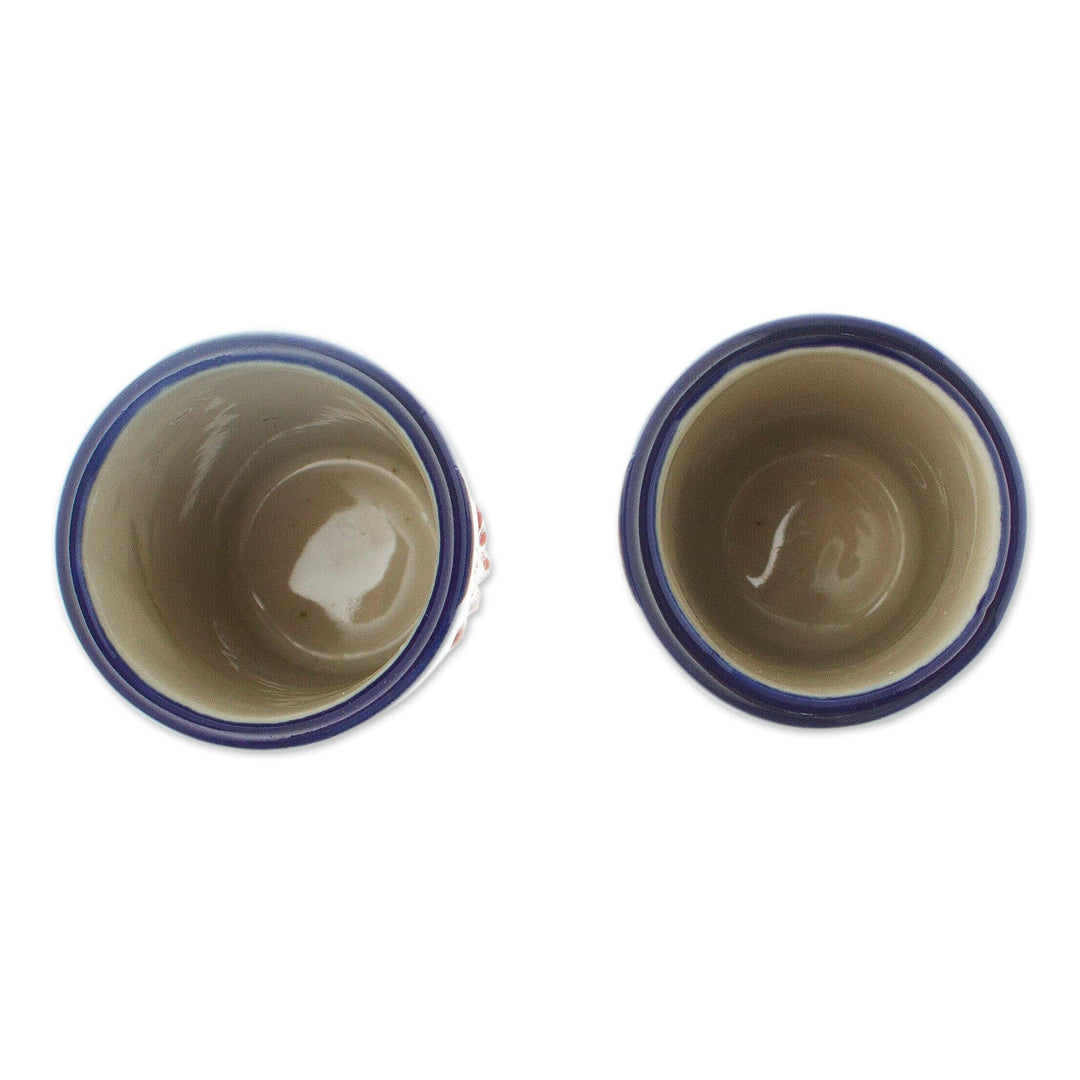 Handcrafted Talavera-Style Tequila Cups (Pair) - Hidalgo Flourish