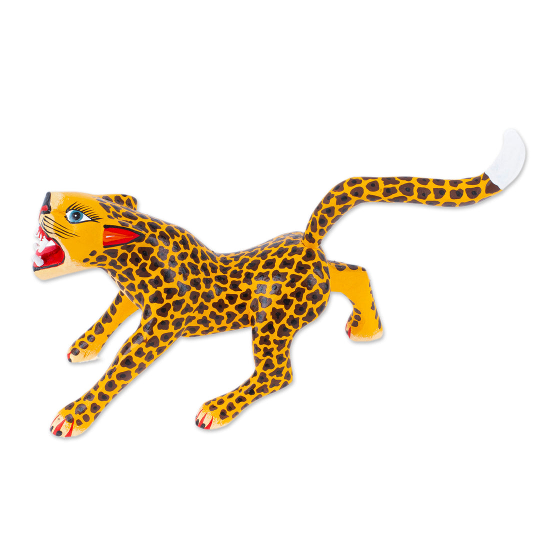 Handmade Wooden Alebrije Statuette - Fierce Jaguar