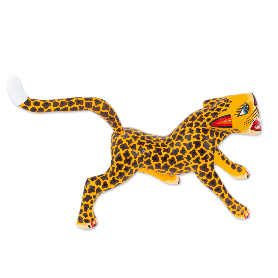Handmade Wooden Alebrije Statuette - Fierce Jaguar