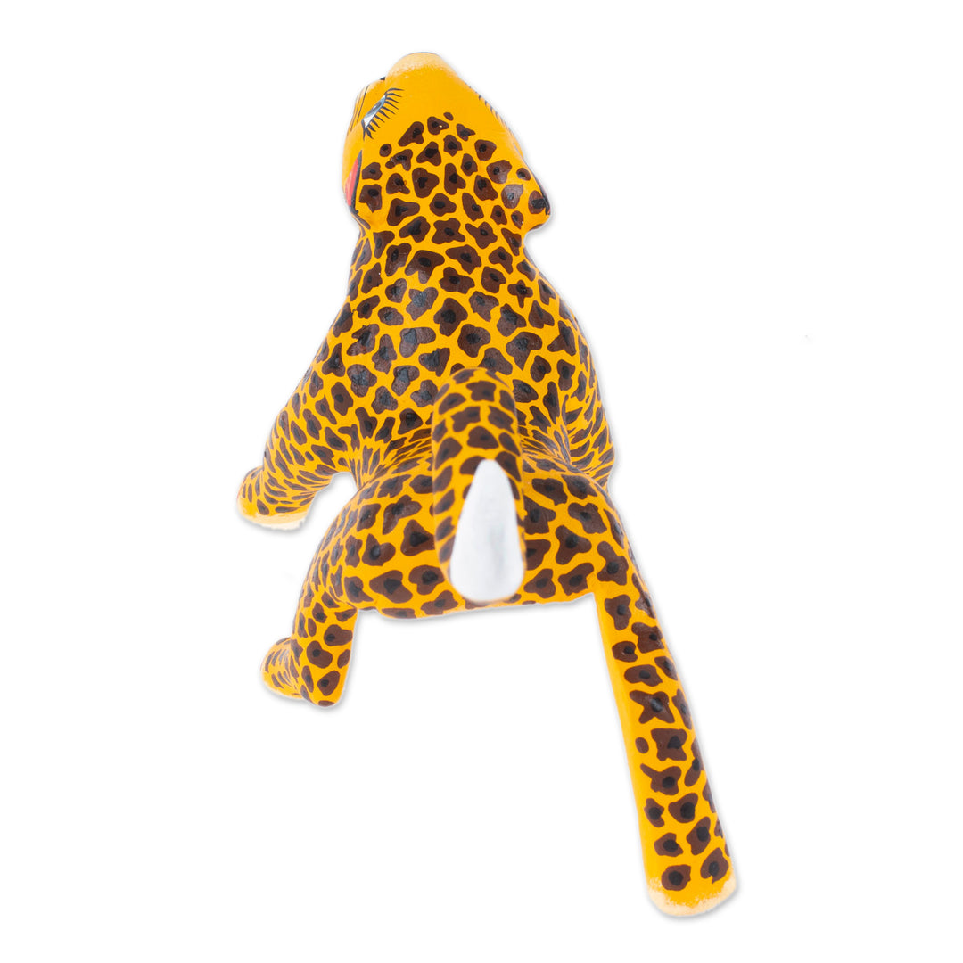 Handmade Wooden Alebrije Statuette - Fierce Jaguar