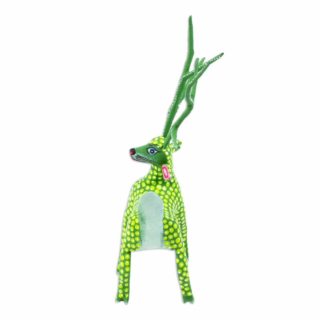 Handmade Copal Wood Alebrije - Green Deer
