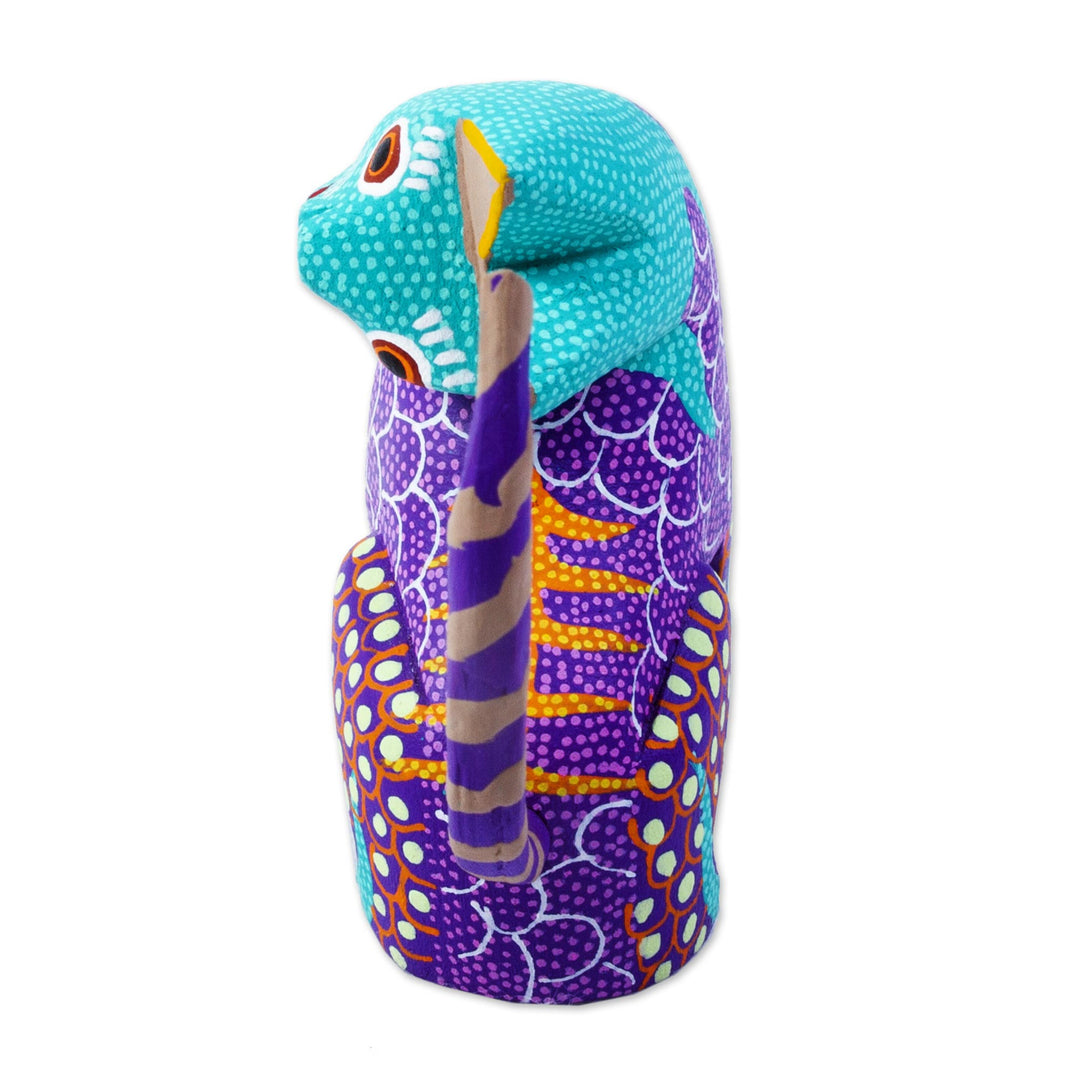 Small Wood Alebrije Figurine - Crazy Cat