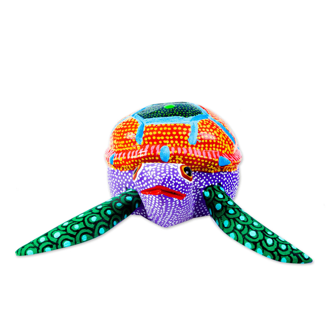 Handcrafted Copal Wood Alebrije - Lilac Turtle