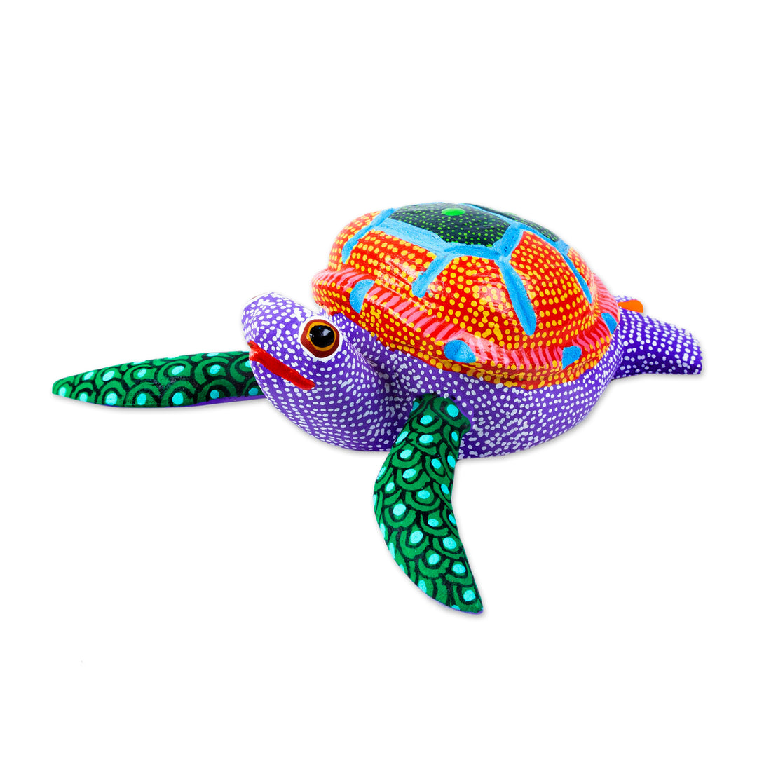 Handcrafted Copal Wood Alebrije - Lilac Turtle