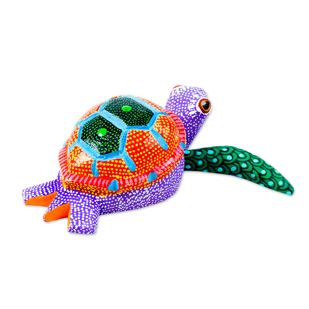 Handcrafted Copal Wood Alebrije - Lilac Turtle