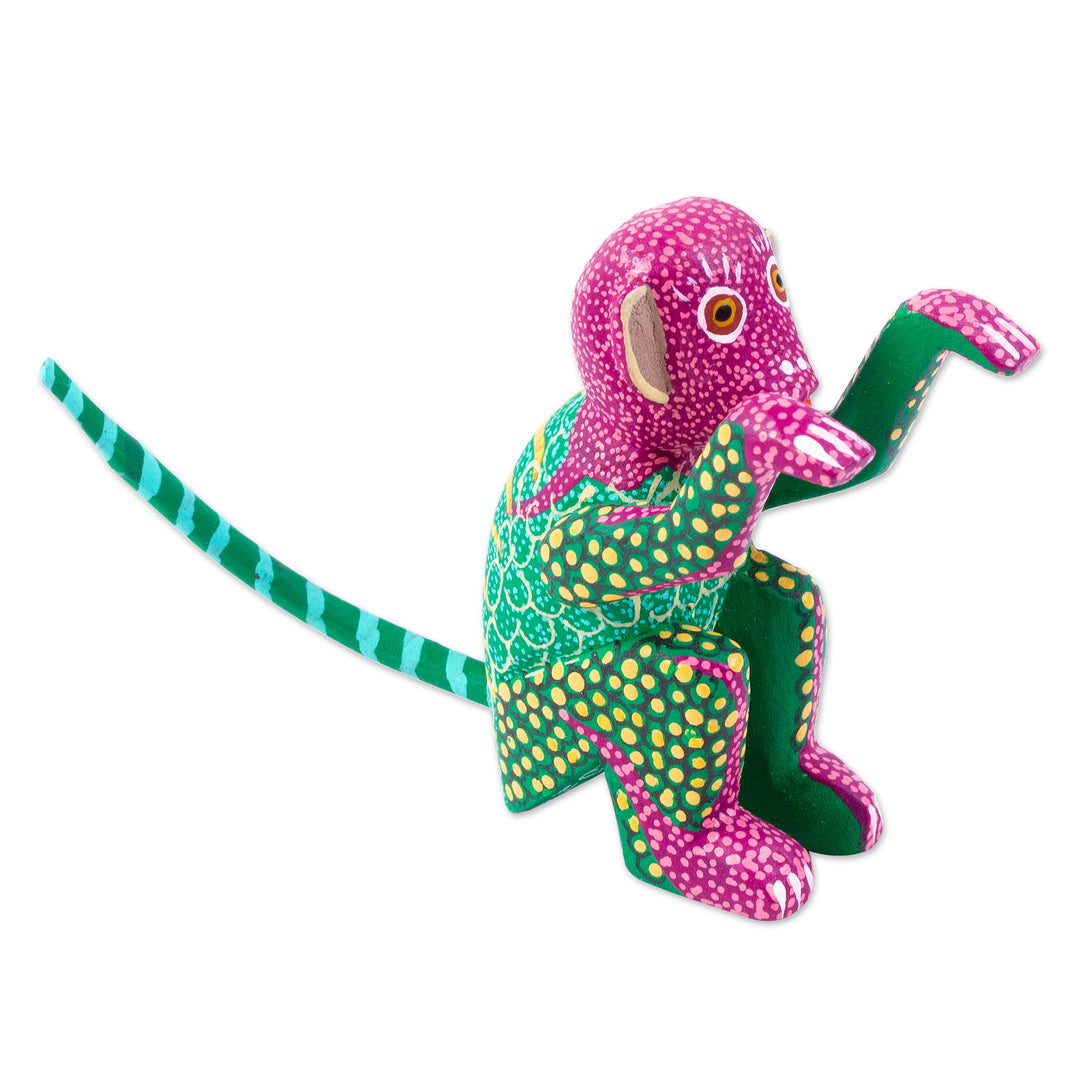 Multicolored Small Alebrije Figurine - Bold Monkey
