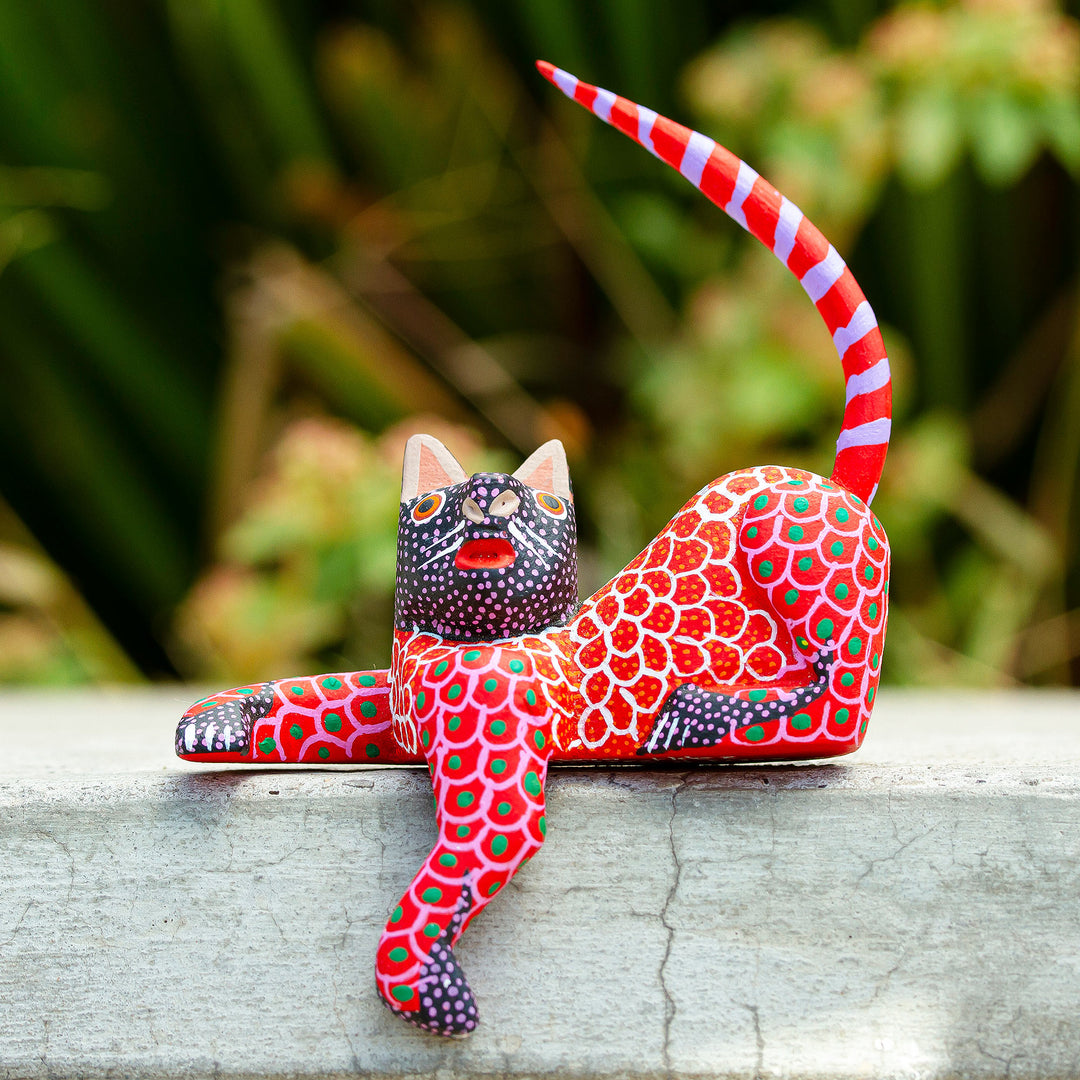 Lounging Cat in Red