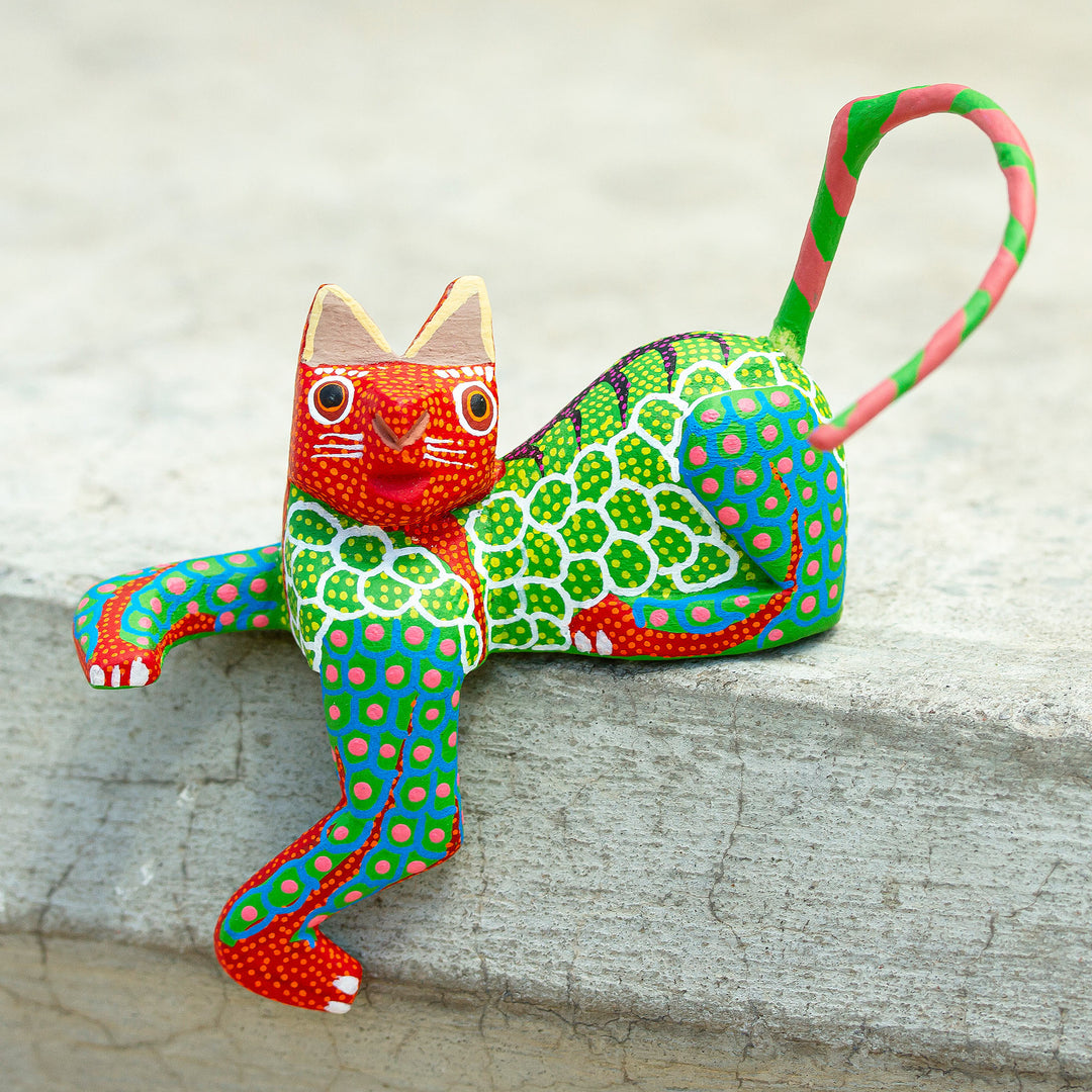 Lounging Cat in Green