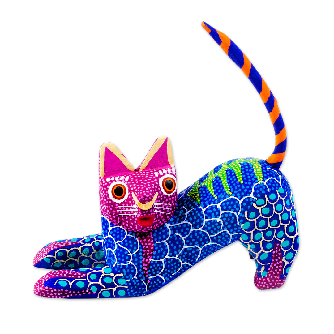 Handcrafted Mexican Alebrije Figurine - Oaxacan Cat