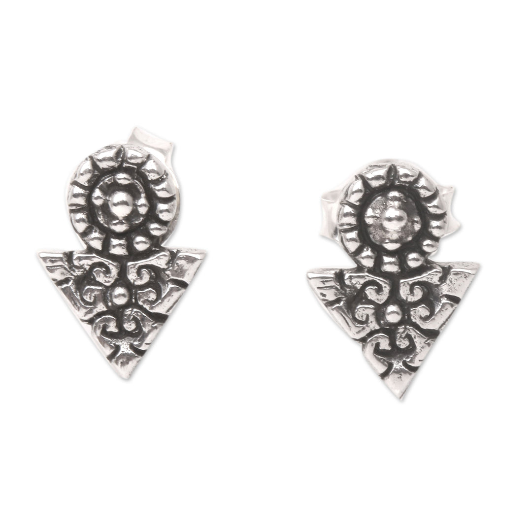 Hand Made Sterling Silver Stud Earrings - Time's Arrow