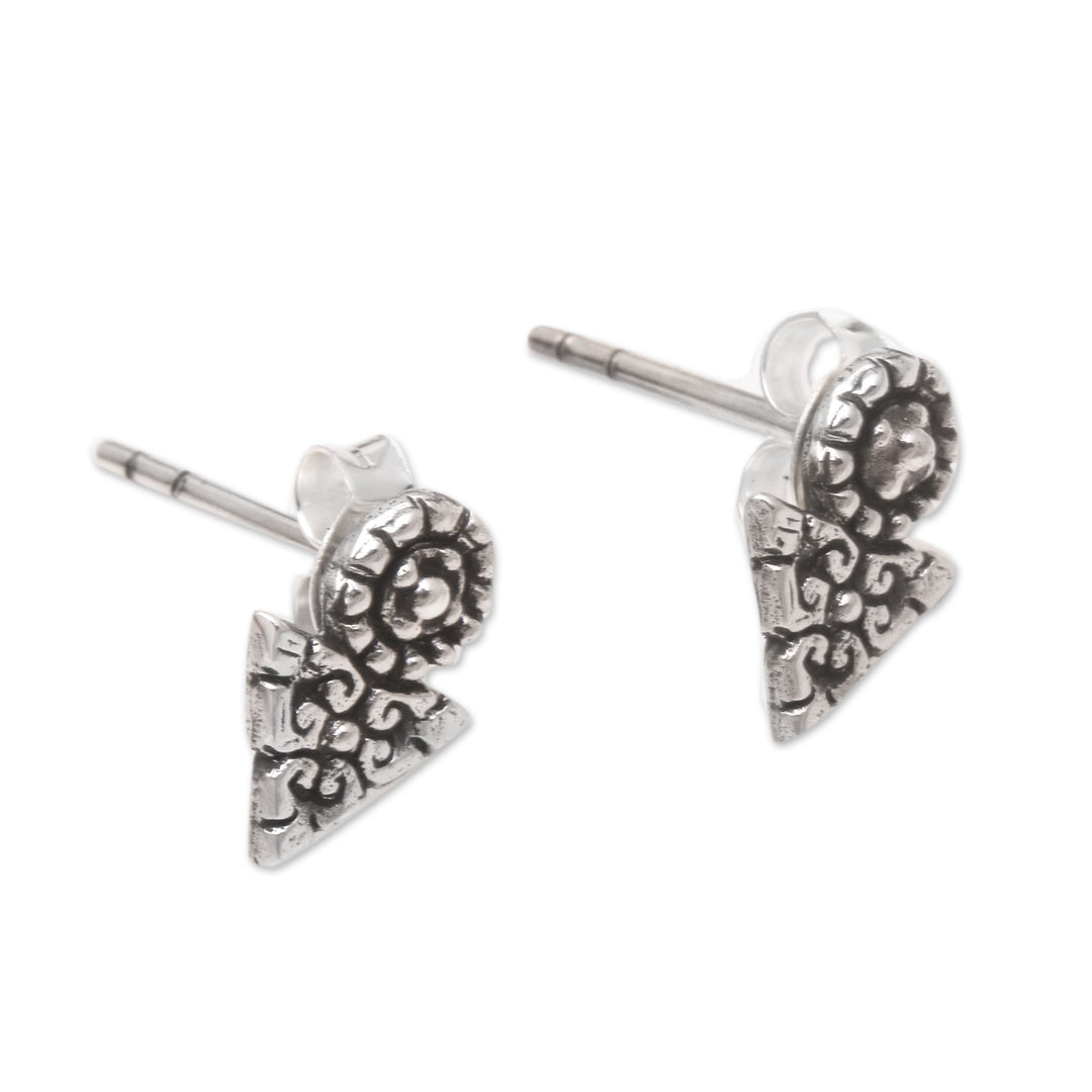 Hand Made Sterling Silver Stud Earrings - Time's Arrow