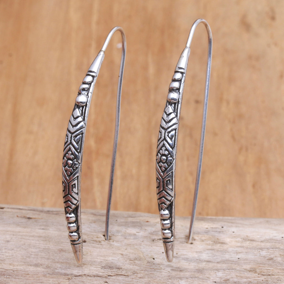 Handmade Sterling Silver Drop Earrings from Bali - Good Feelings