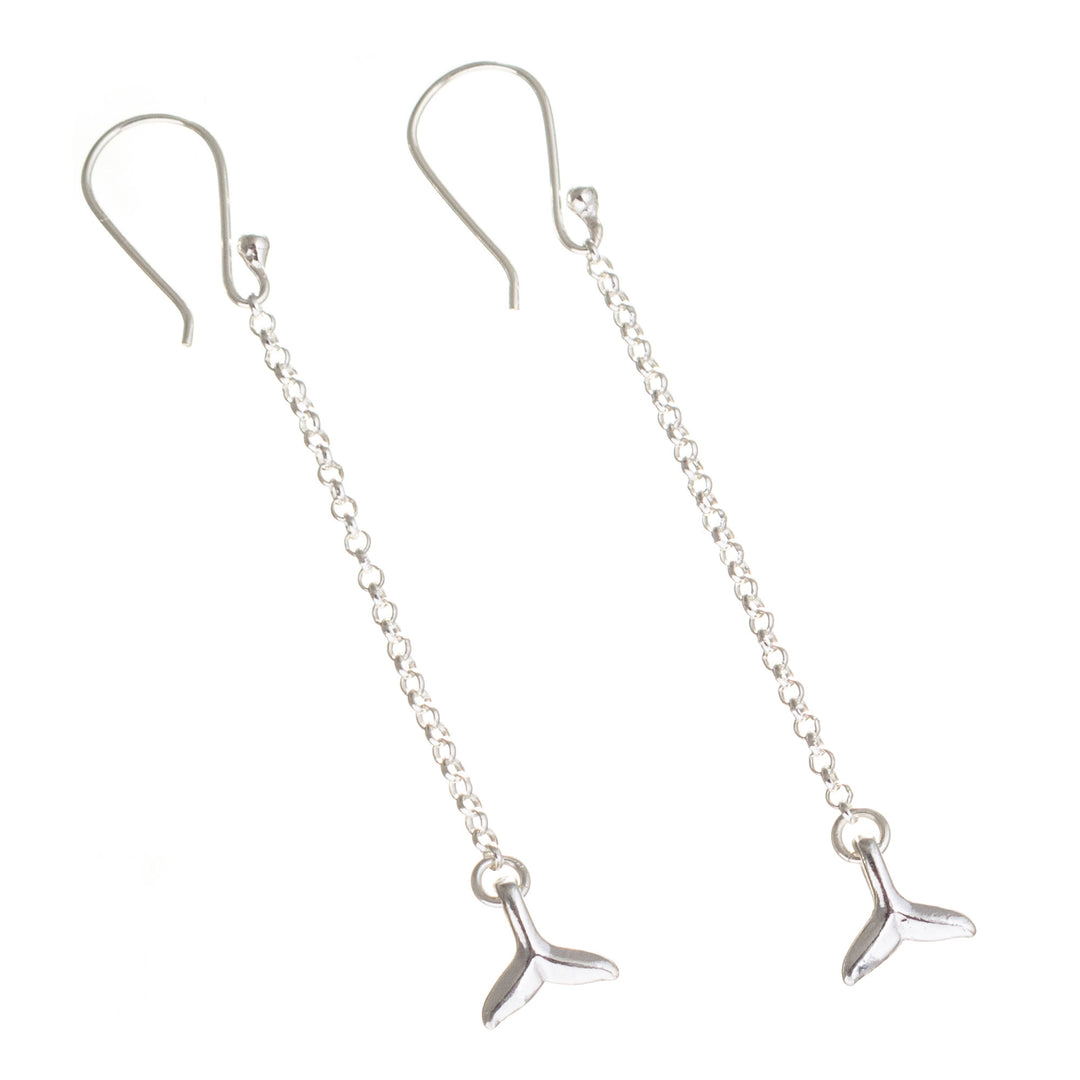 Artisan Sterling Silver Earrings from Mexico - Dolphin Tail