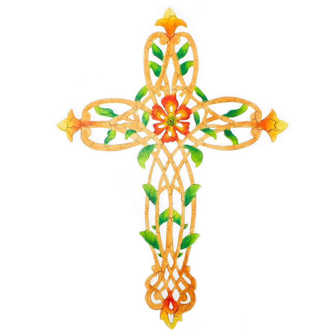 Handcrafted Steel Wall Cross - Garden of Eden