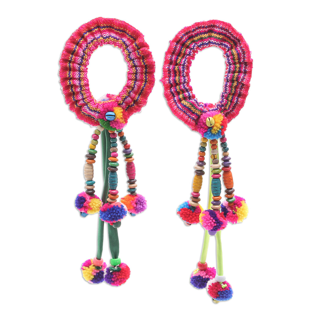 Artisan Crafted Cotton-Blend Hair Scrunchies (Pair) - Hmong Spirit in Green