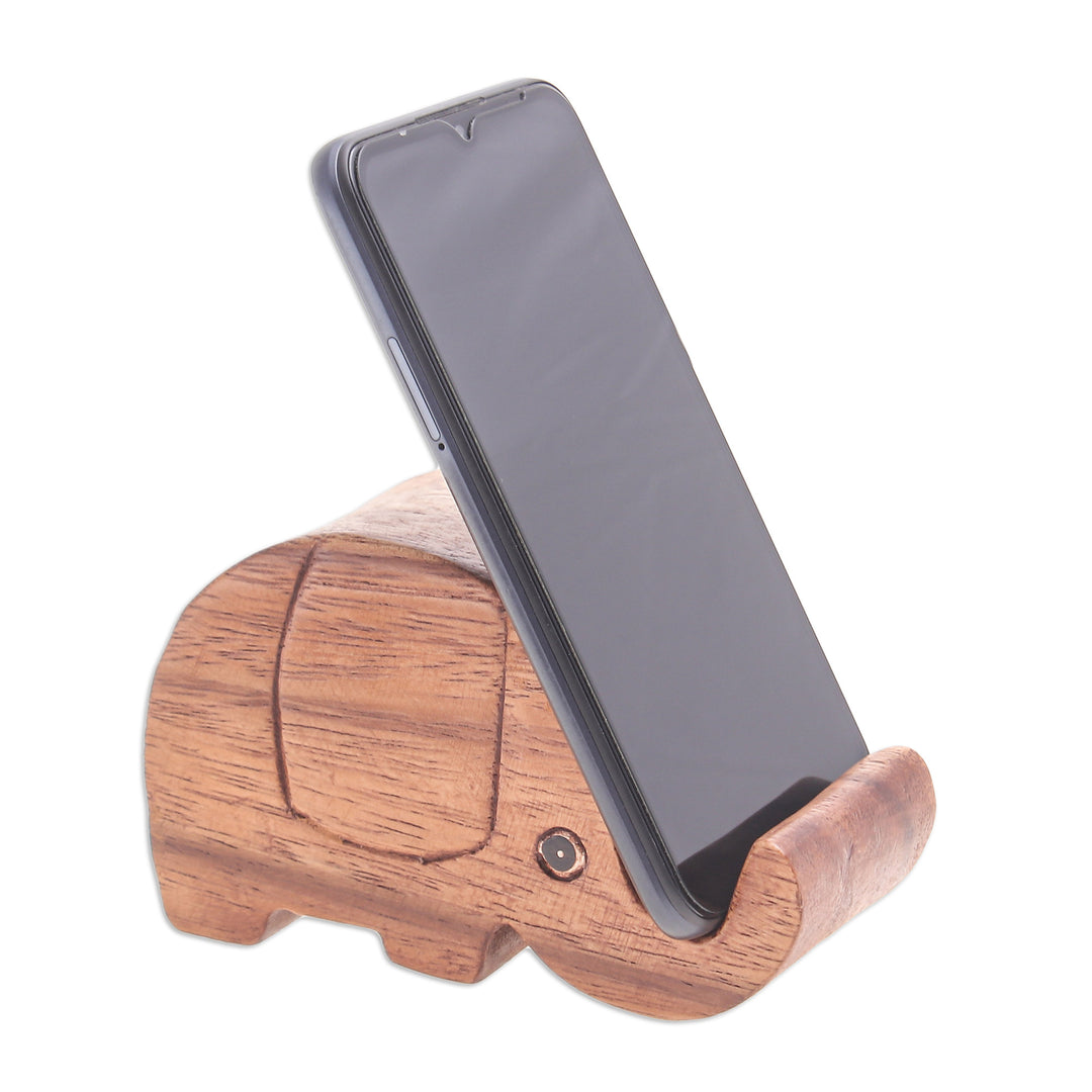 Hand-Carved Wood Phone Holder - Pretty Elephant