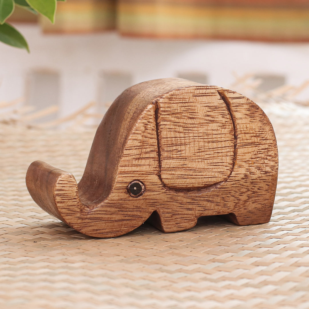 Hand-Carved Wood Phone Holder - Pretty Elephant
