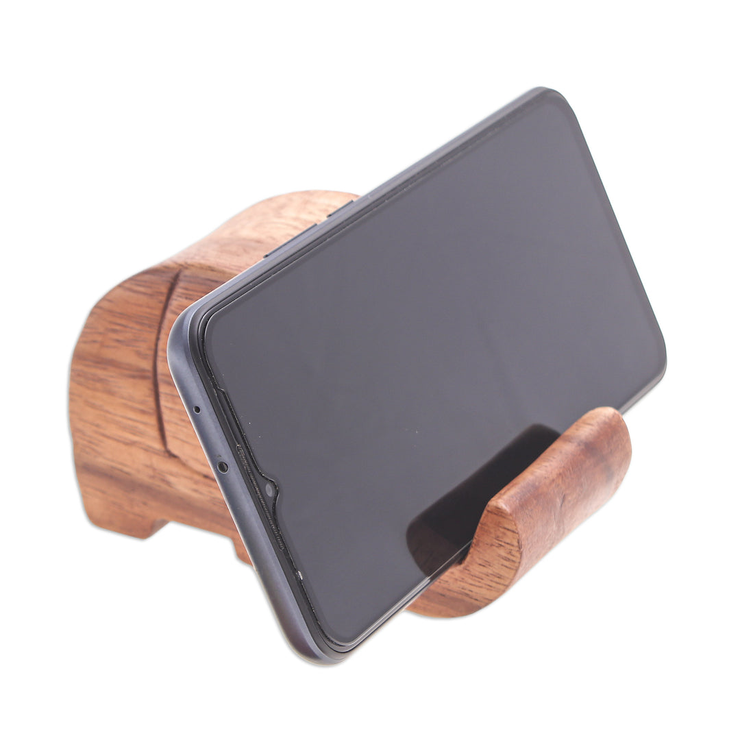 Hand-Carved Wood Phone Holder - Pretty Elephant