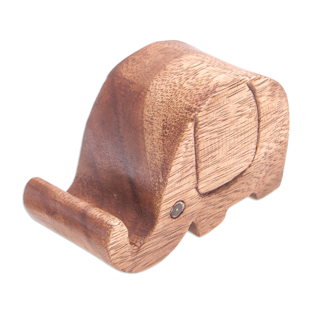 Hand-Carved Wood Phone Holder - Pretty Elephant