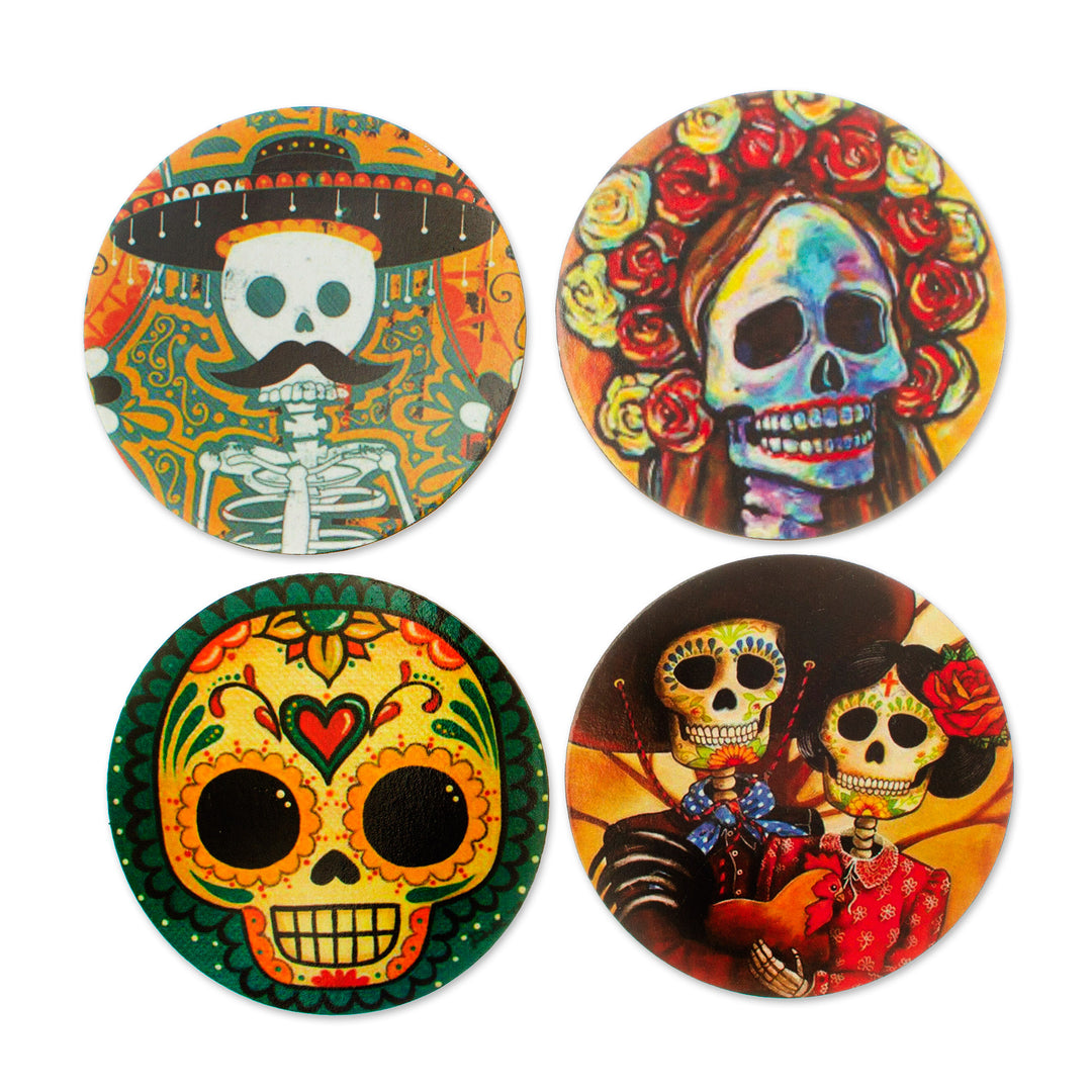 Day of the Dead Theme Decoupage Coasters (Set of 4) - Day of the Dead in Mexico