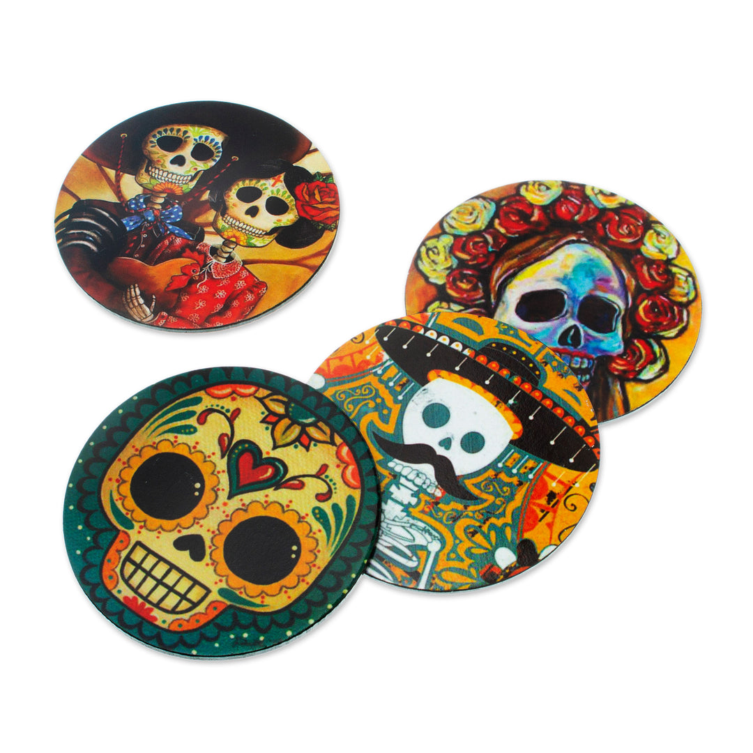 Day of the Dead Theme Decoupage Coasters (Set of 4) - Day of the Dead in Mexico