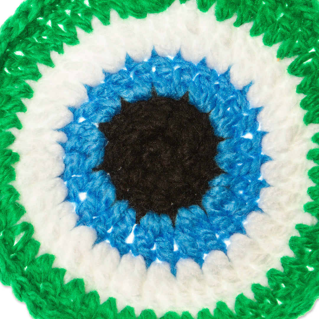 Hand Crocheted Evil Eye Accent - See No Evil in Green