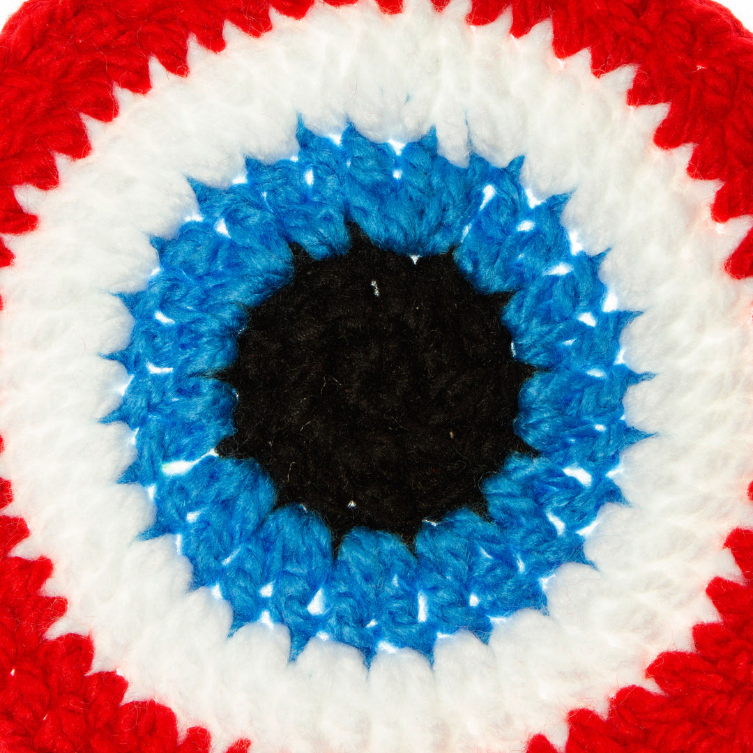 Artisan Crafted Crocheted Wall Accent - See No Evil in Red