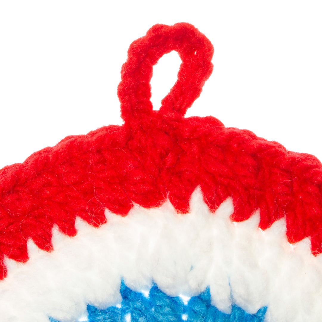 Artisan Crafted Crocheted Wall Accent - See No Evil in Red