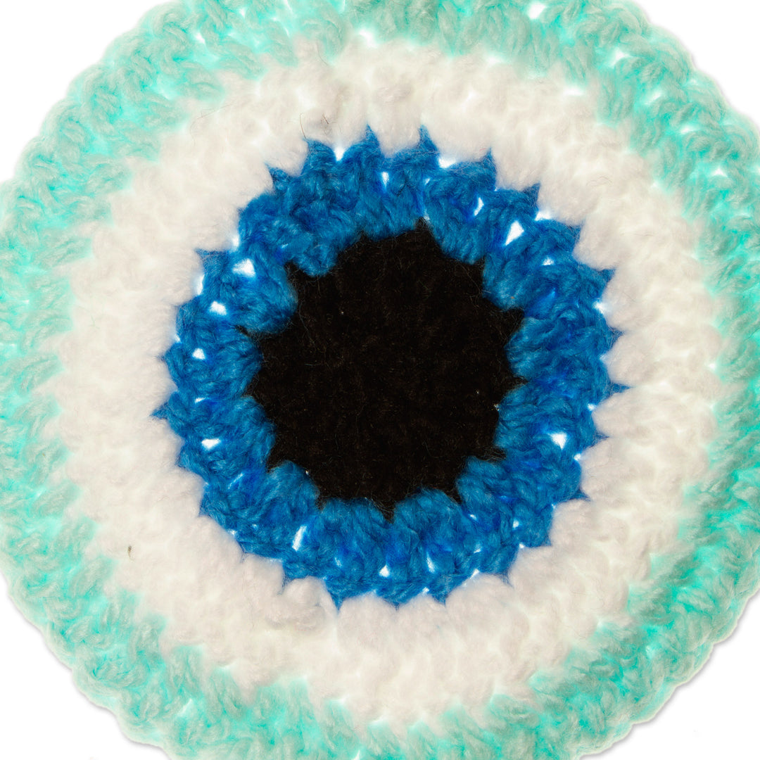 Handmade Evil Eye Talisman from Mexico - See No Evil in Aqua