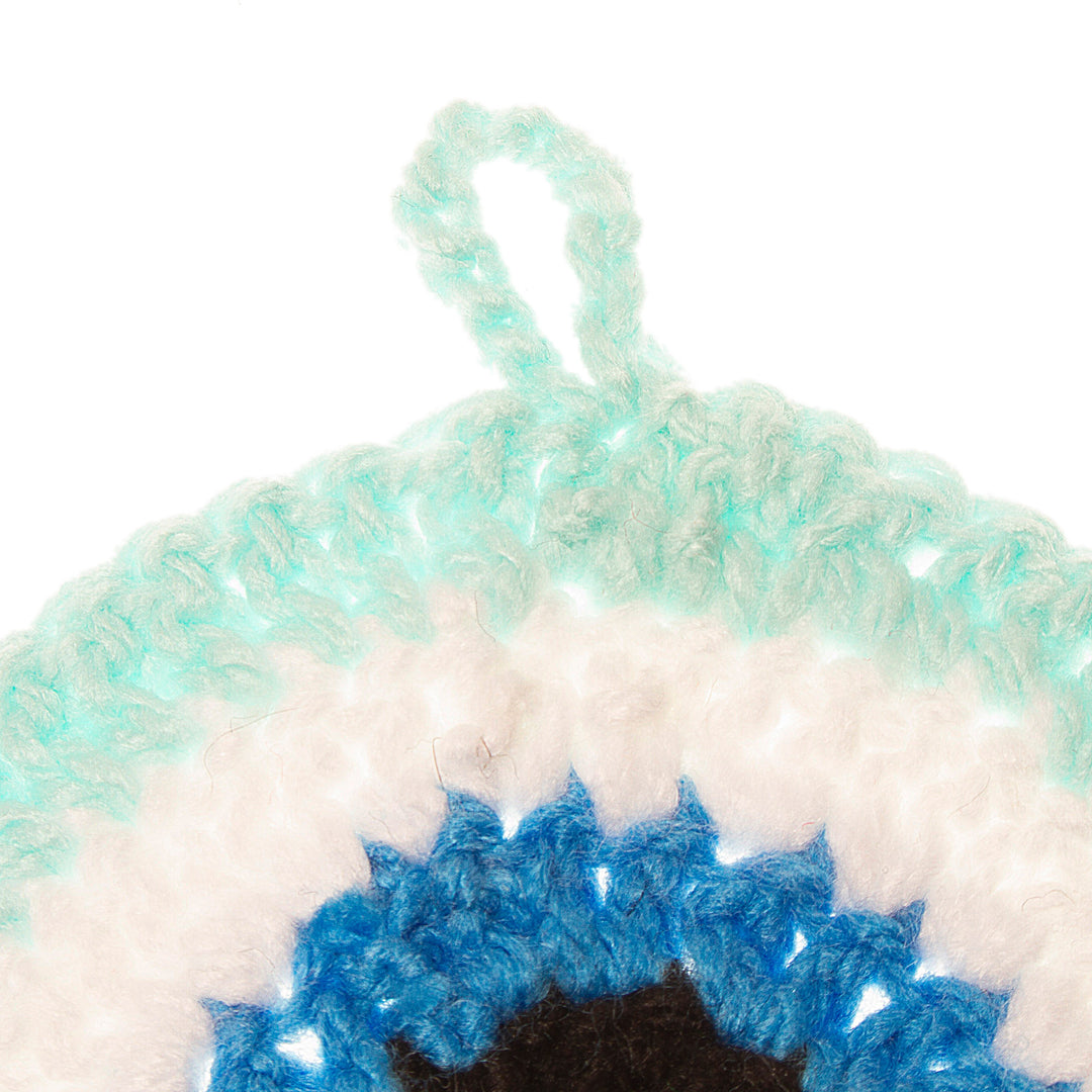 Handmade Evil Eye Talisman from Mexico - See No Evil in Aqua