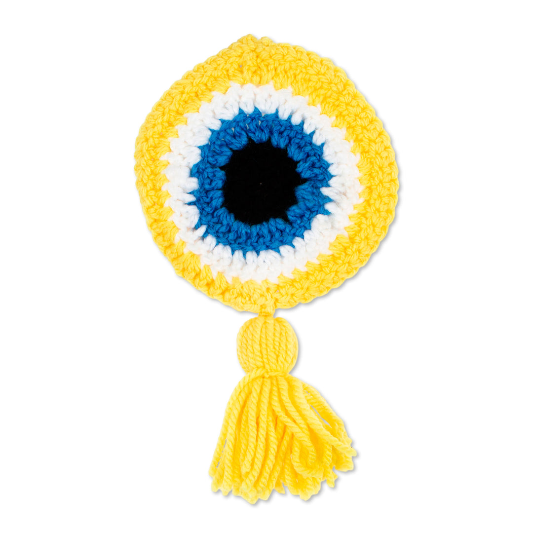 Wall Accent Hand Crocheted in Mexico - See No Evil in Yellow