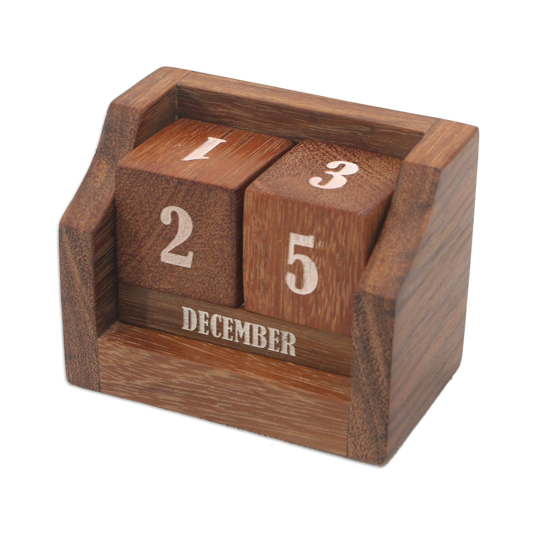Eco-Friendly Reclaimed Wood Desk Calendar from Bali - What A Day