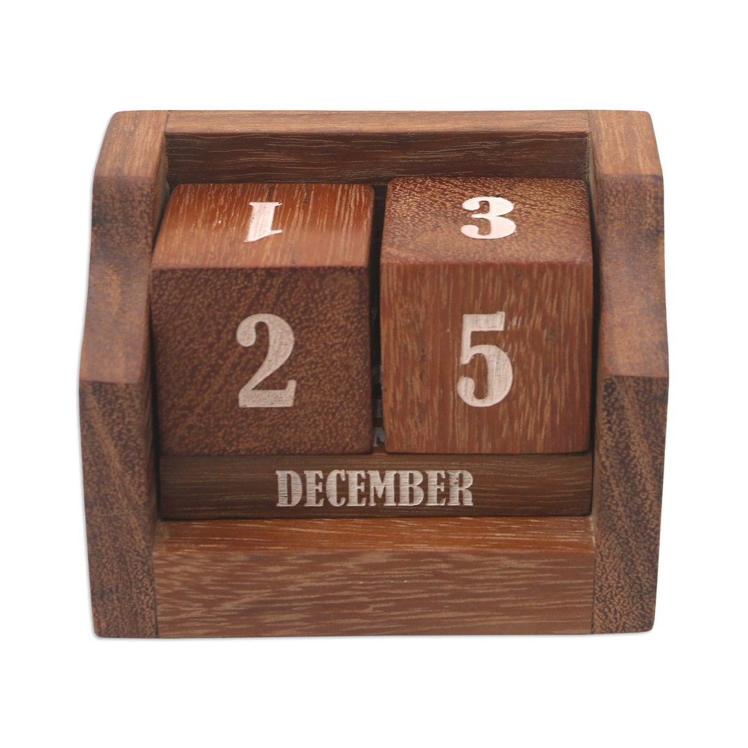Eco-Friendly Reclaimed Wood Desk Calendar from Bali - What A Day