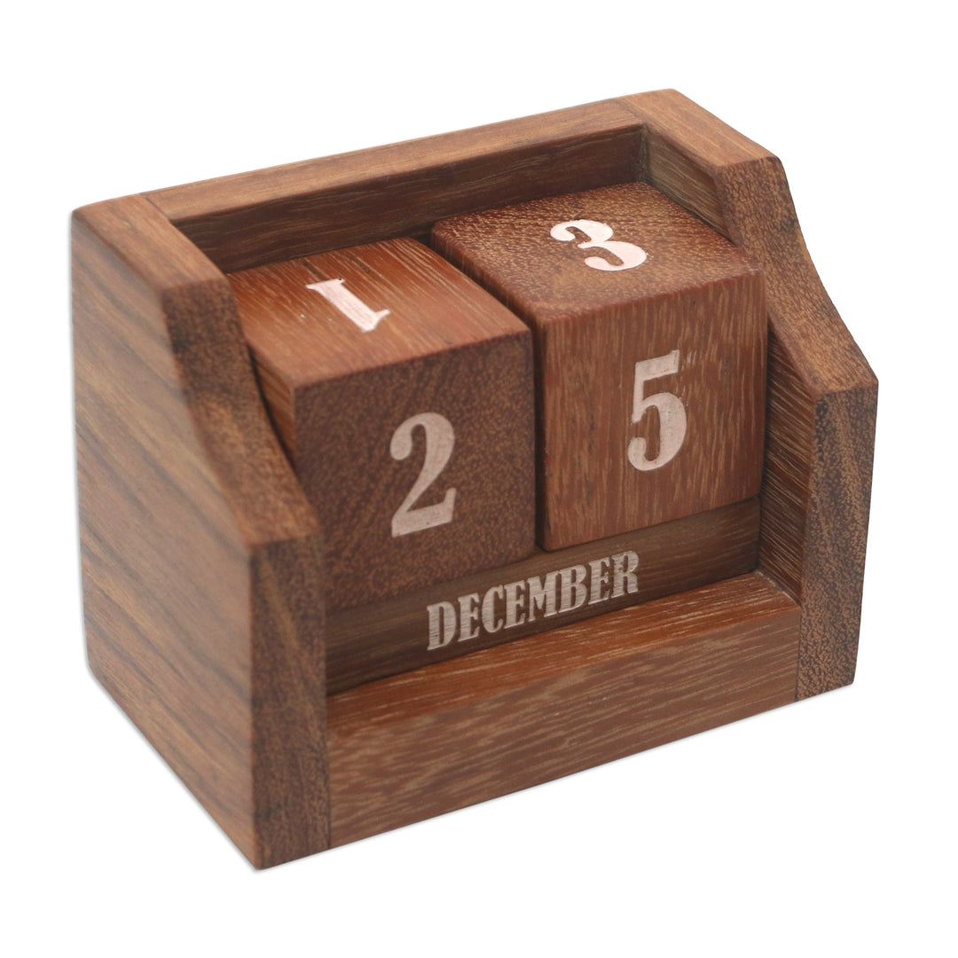 Eco-Friendly Reclaimed Wood Desk Calendar from Bali - What A Day