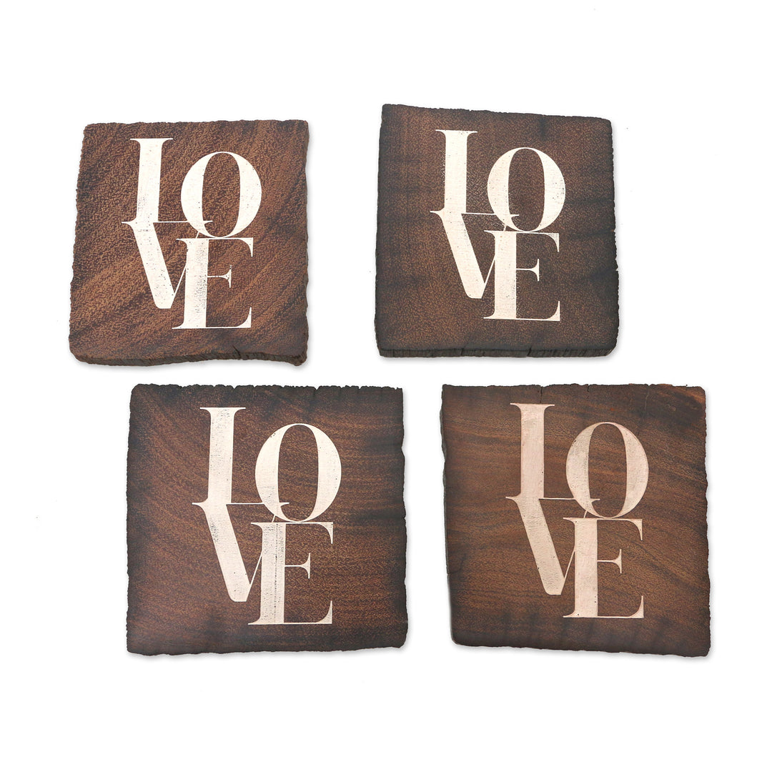 Reclaimed Ironwood Love Coasters (Set of 4) - Sip of Love