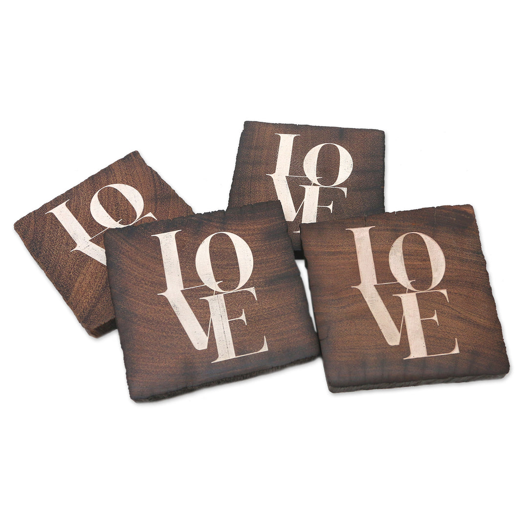 Reclaimed Ironwood Love Coasters (Set of 4) - Sip of Love