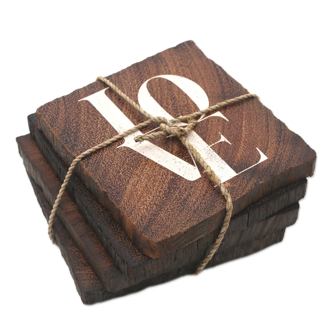 Reclaimed Ironwood Love Coasters (Set of 4) - Sip of Love