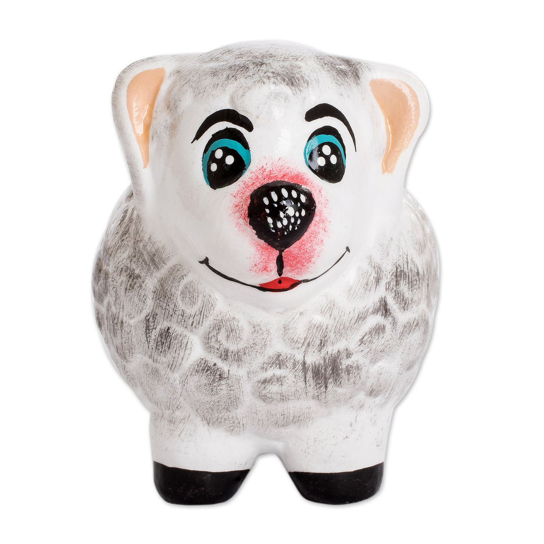 Handpainted Mini Ceramic Sheep Flower Pot from Guatemala - Herbaceous Sheep
