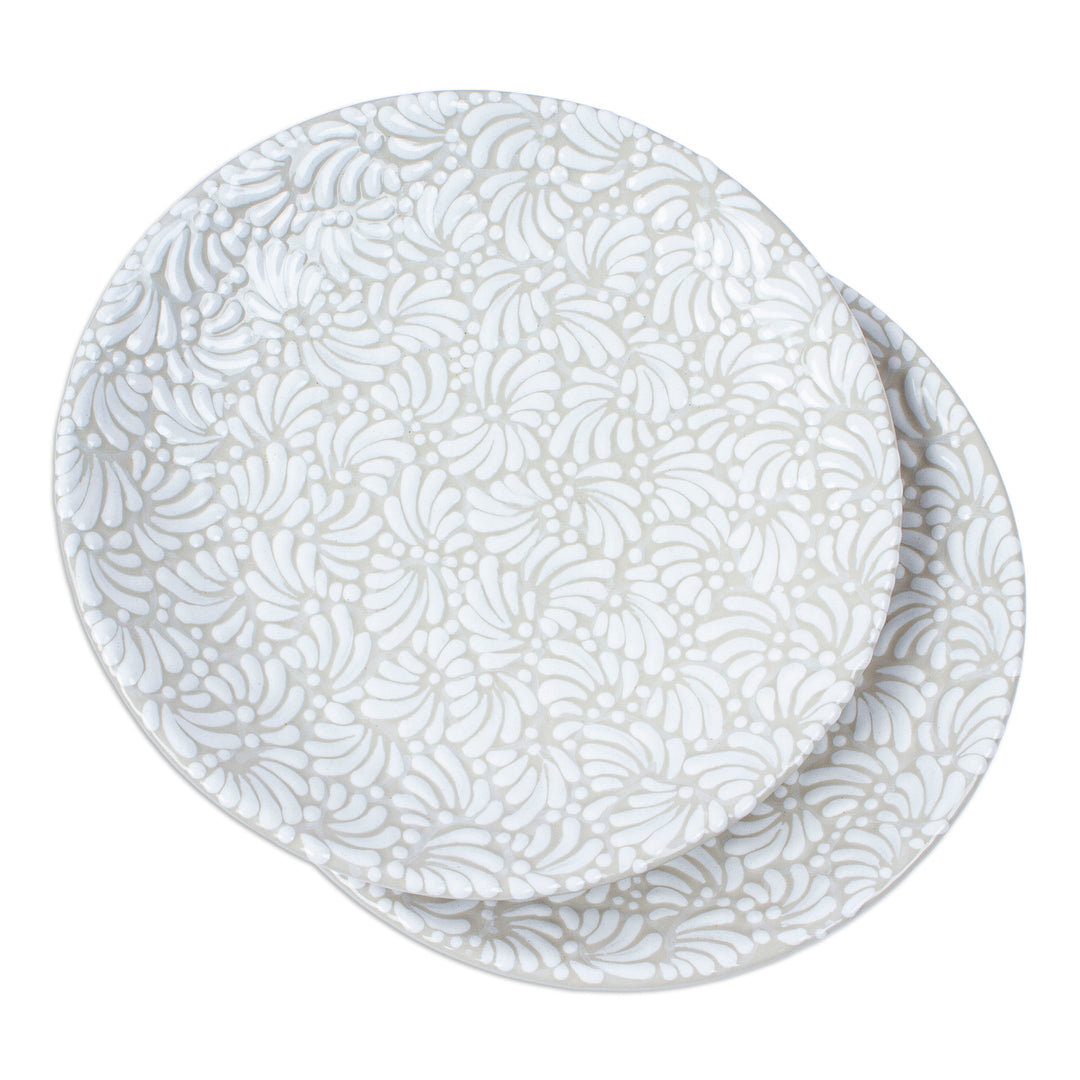 Handcrafted Floral Talavera Ceramic Luncheon Plates (Pair) - Heavenly Spring