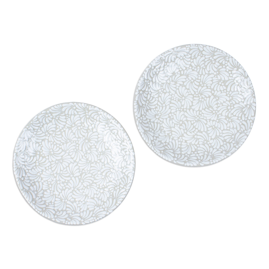 Handcrafted Floral Talavera Ceramic Luncheon Plates (Pair) - Heavenly Spring