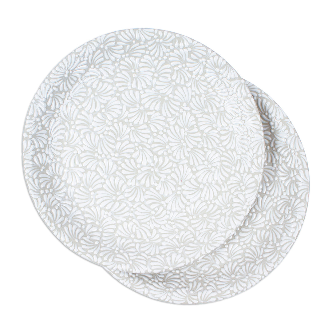 Handcrafted Floral Talavera Ceramic Dinner Plates (Pair) - Celestial Spring