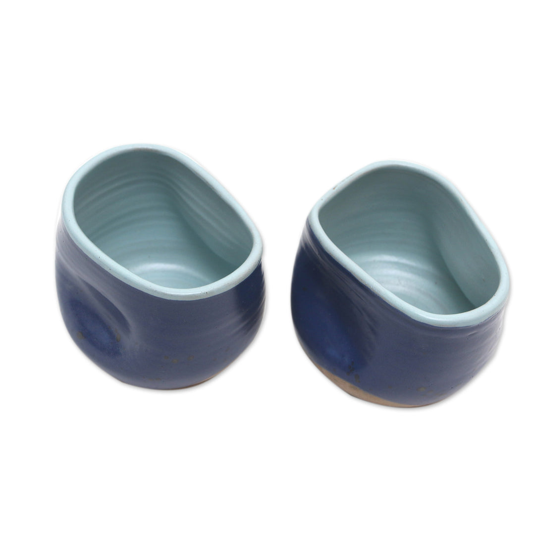 Blue Ceramic Teacups (Pair) - Indigo Squeeze
