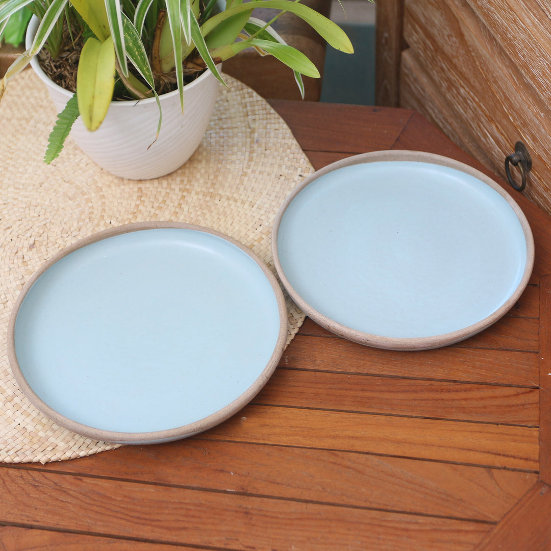 Rustic Ceramic Salad Plates (Pair) - Blue Bounty