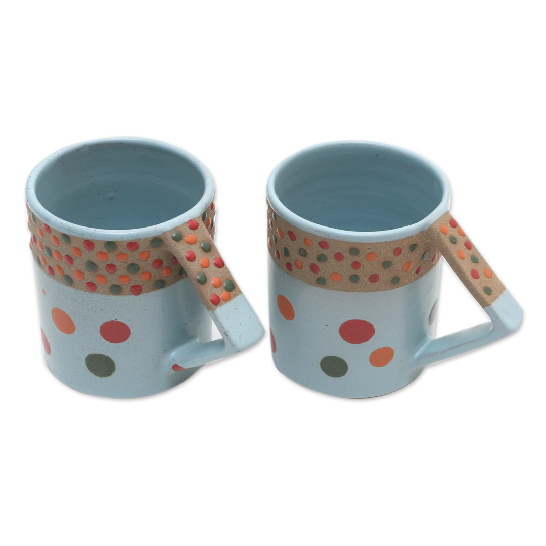 Javanese Ceramic Mugs (Pair) - Rainbow Dots