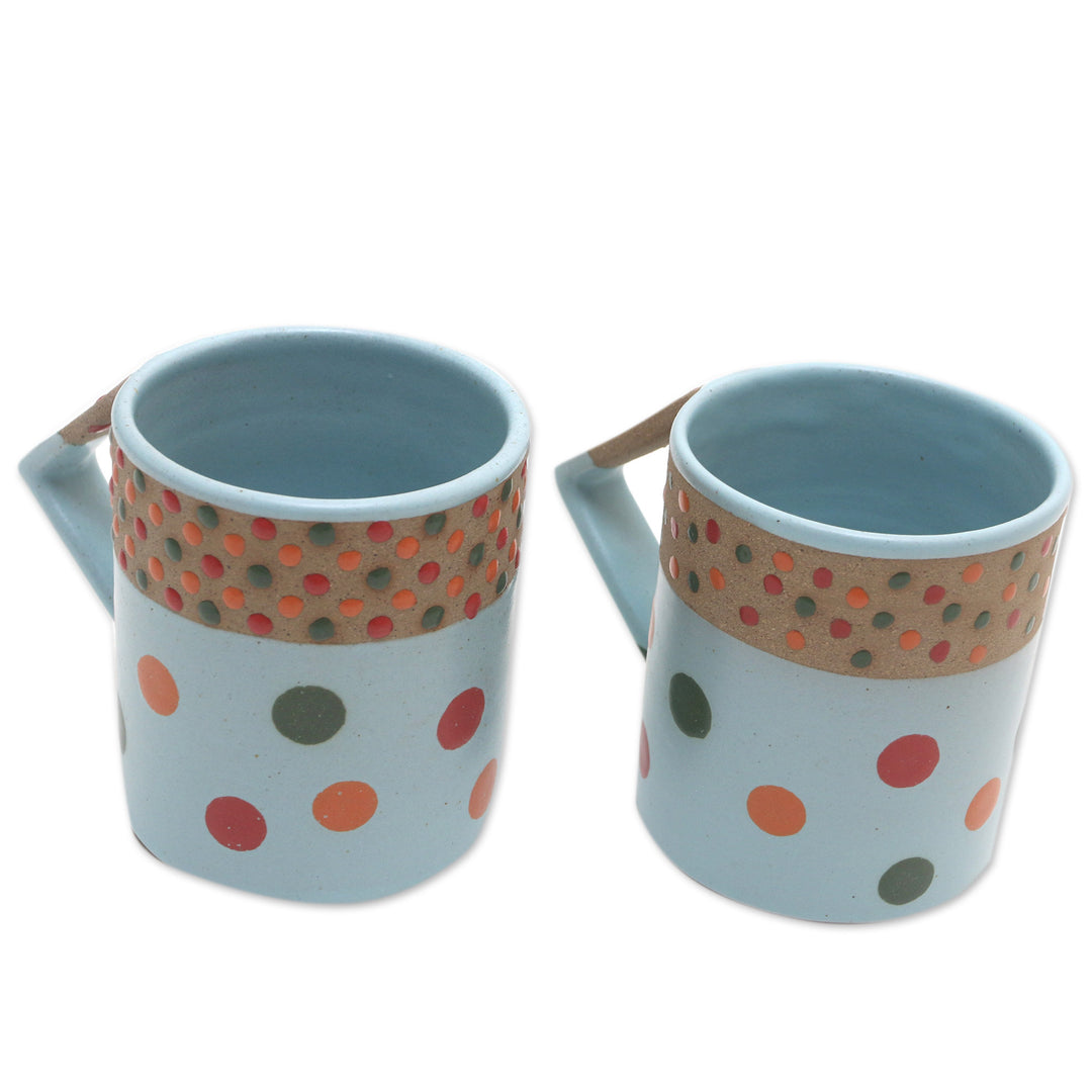Javanese Ceramic Mugs (Pair) - Rainbow Dots
