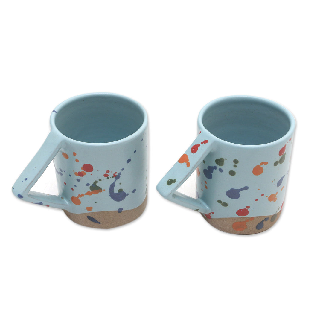 Multicolored Ceramic Mugs from Java - Rainbow Splash