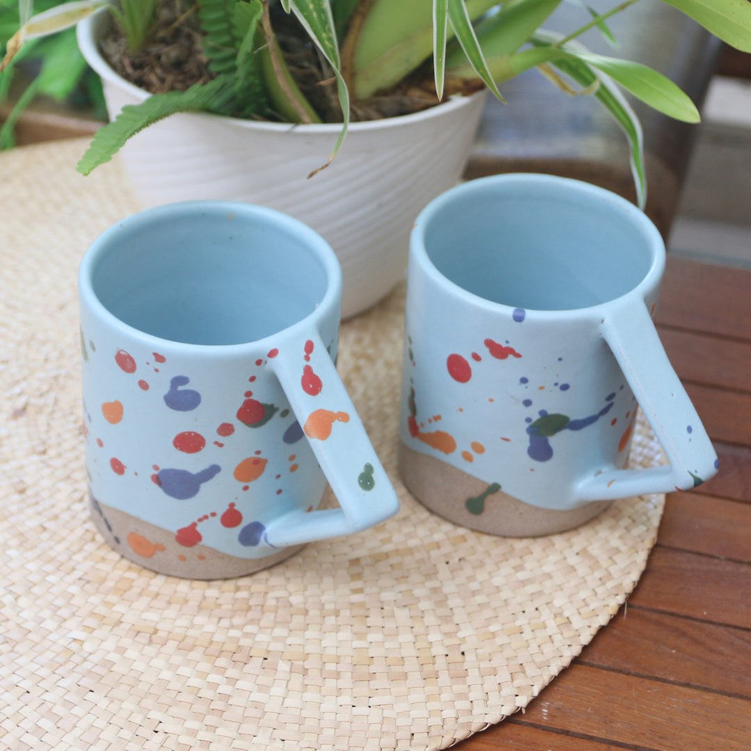 Multicolored Ceramic Mugs from Java - Rainbow Splash