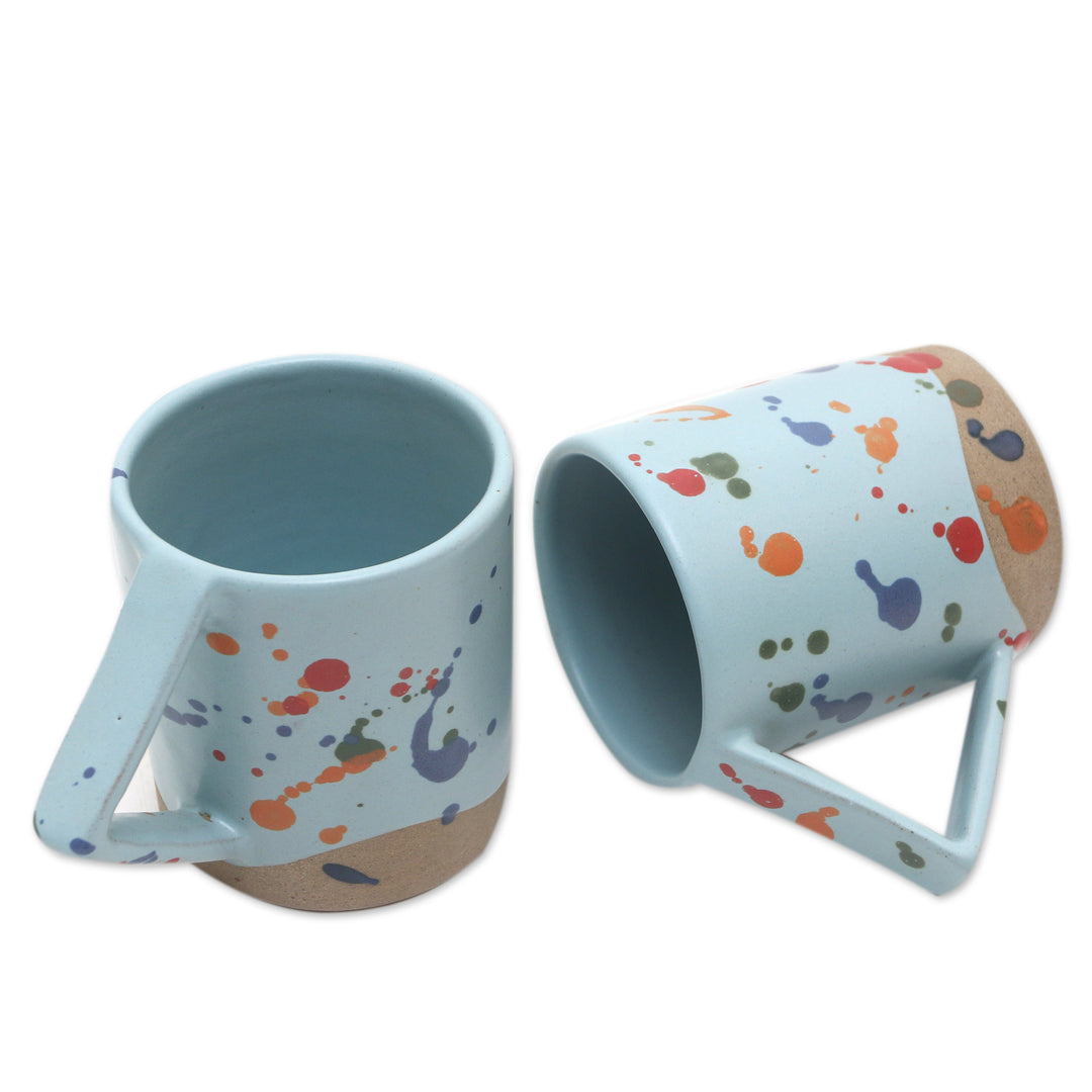 Multicolored Ceramic Mugs from Java - Rainbow Splash