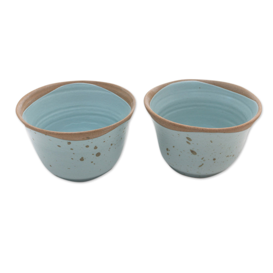 Dessert Bowls Handmade in Java (Pair) - Blue Bell