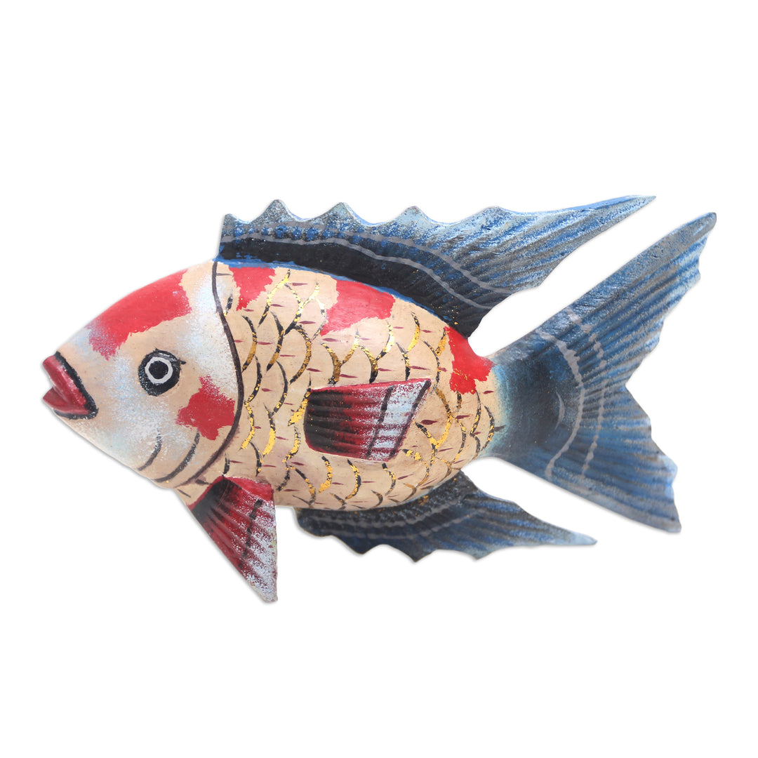 Handmade Jempinis Wood Koi Fish Statuette - Queen Koi
